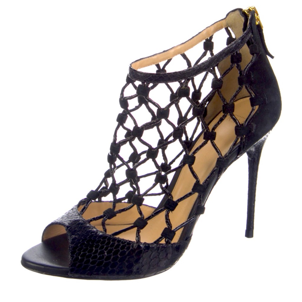 Alexandre Birmansexy Leather Python Black Sandals… - image 1